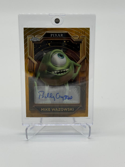 2025 Topps Pixar Gold Mike Wazowski 09/10 Auto Billy Crystal