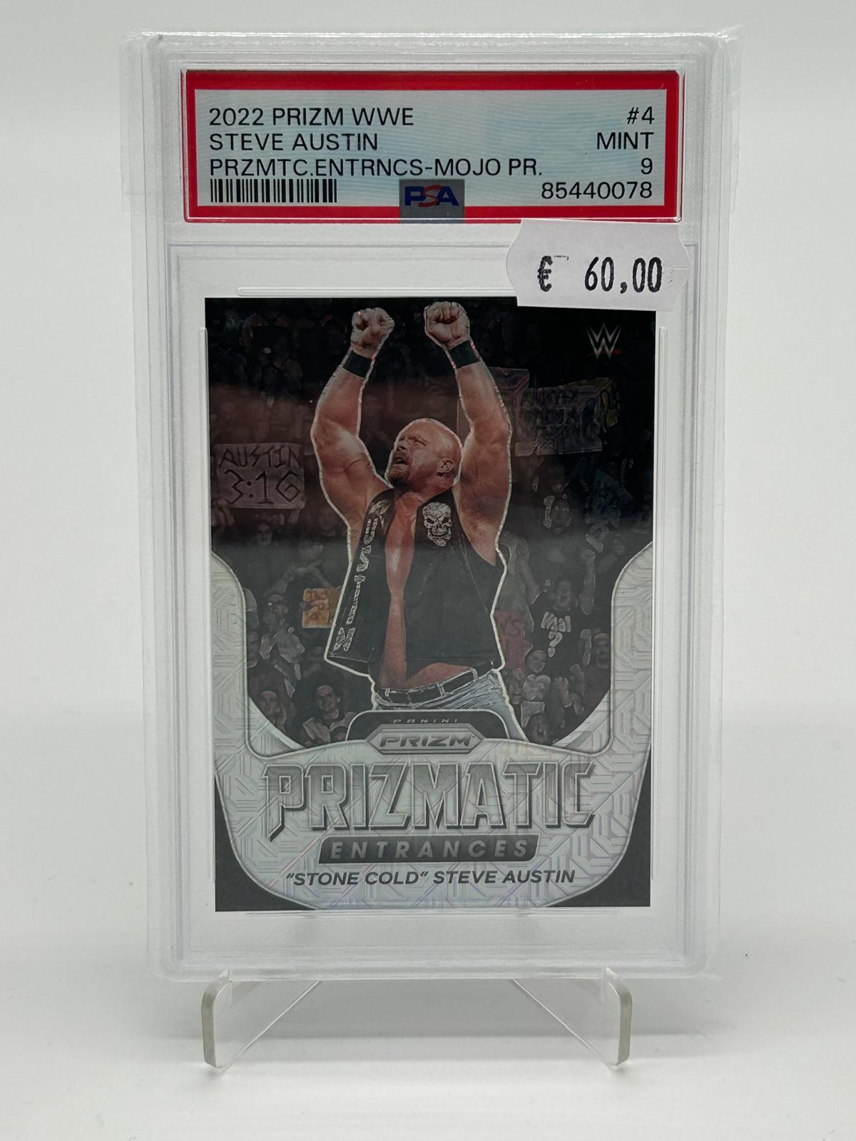 2022 Panini Prizm Steve Austin Prizmatic Entrances Mojo /25 PSA 9
