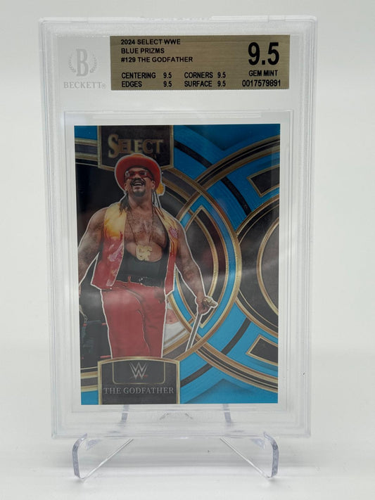 2024 Panini Select WWE Godfather Blue Prizm 130/199 BGS 9.5