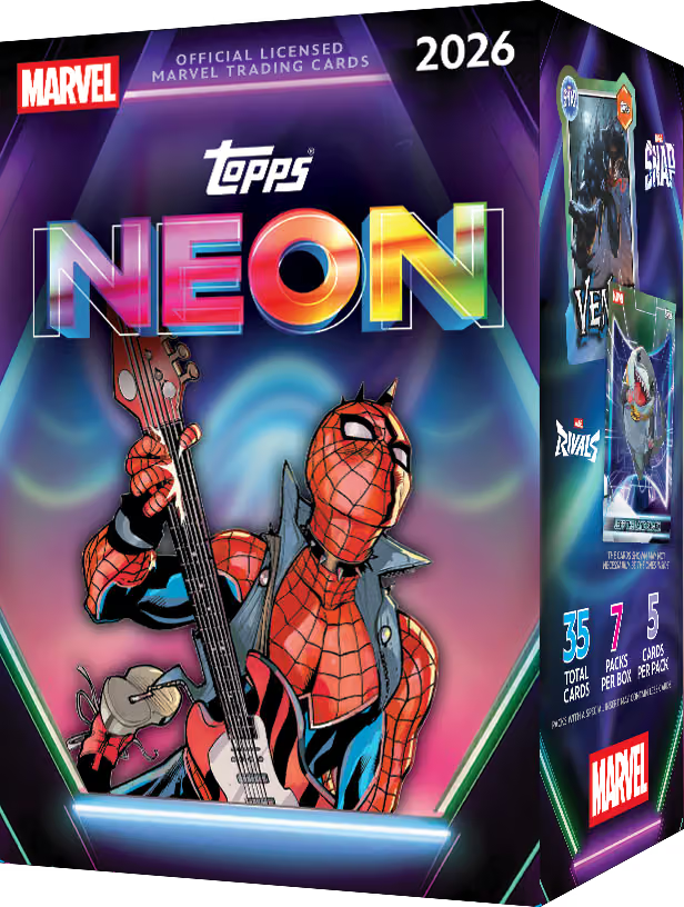 2026 Topps Marvel Neon Value Box – 7 Packs mit 35 Marvel Trading Cards