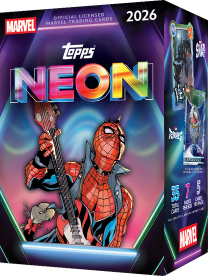 2026 Topps Marvel Neon Value Box – 7 Packs mit 35 Marvel Trading Cards