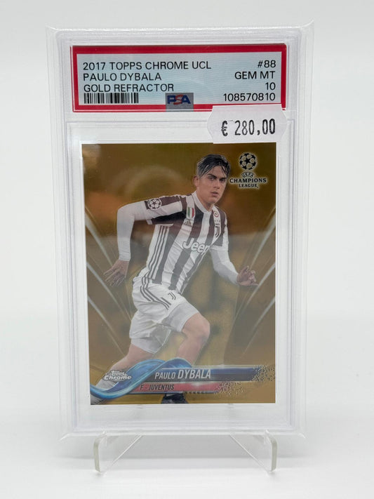 2017 Topps Chrome UCL Paulo Dybala /50 Gold Refractor PSA 10