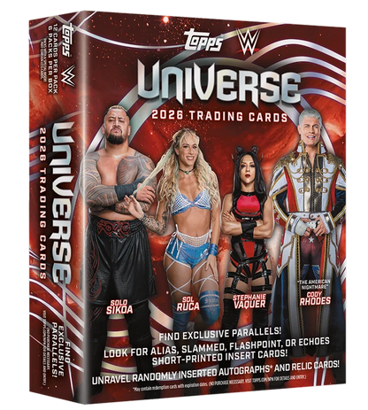 Topps Universe WWE 2026 Mega Box mit 72 WWE Trading Cards