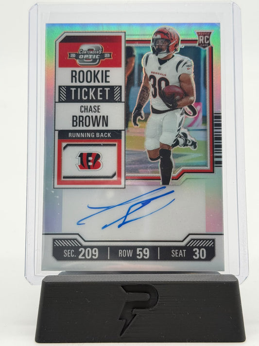 2023 Panini Contenders Chase Brown Rookie Ticket Auto Refractor