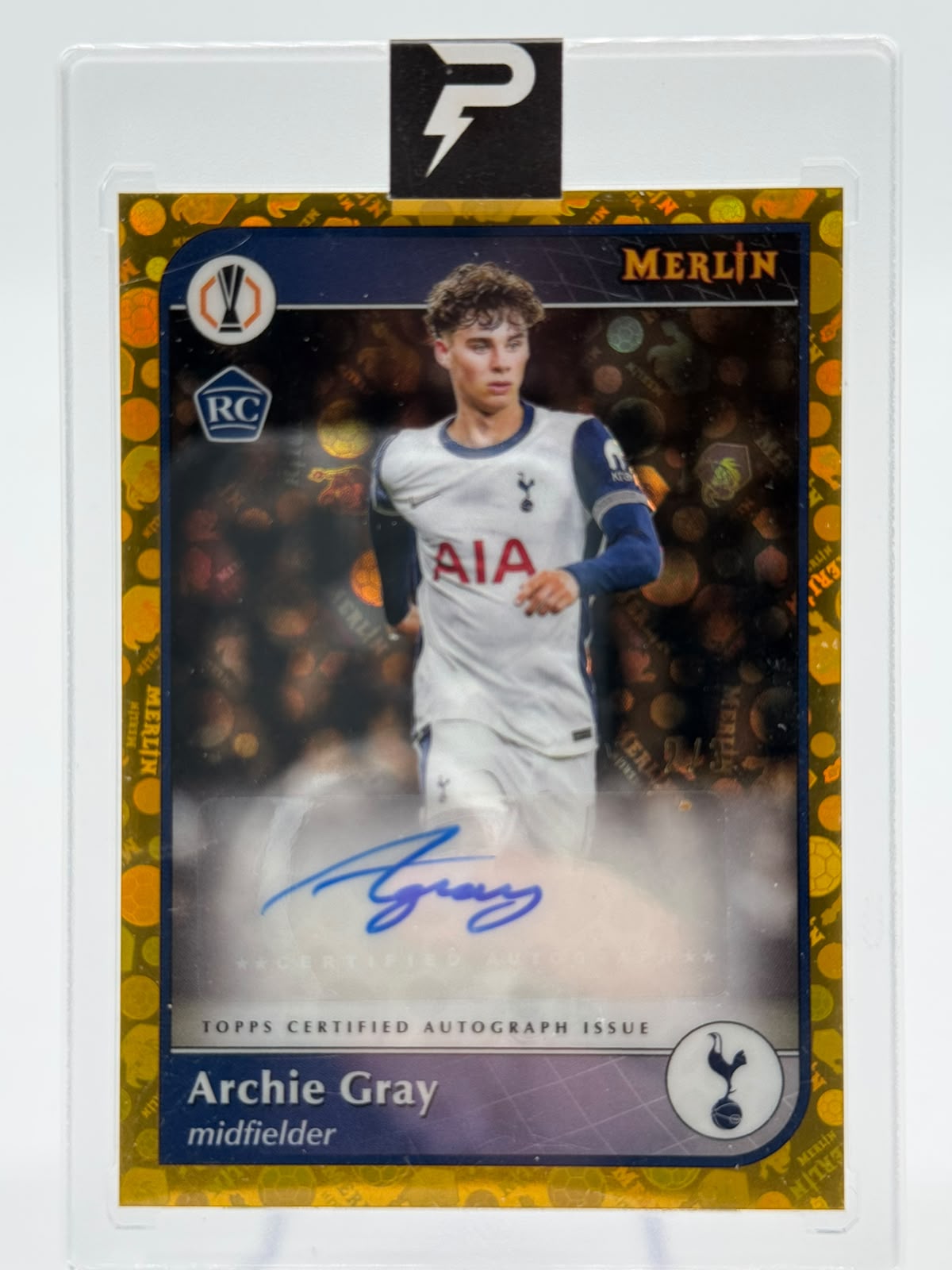 2025 Topps Merlin UCC Logofractor Archie Grey Auto 2/3