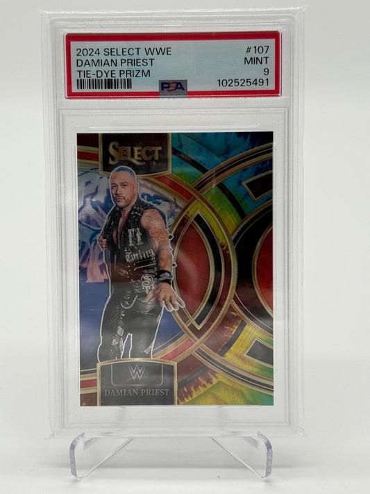2024 Panini Select WWE Damian Priest Tie-Dye Prizm 17/25 PSA 9