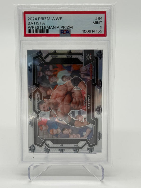 2024 Panini Prizm WWE Batista Wrestlemania Prizm 03/40 PSA 9