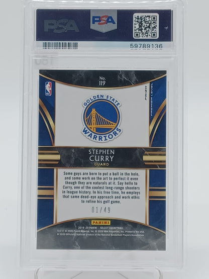2019 Panini Select Stephen Curry Red Disco Prizm/49 #119 PSA 9