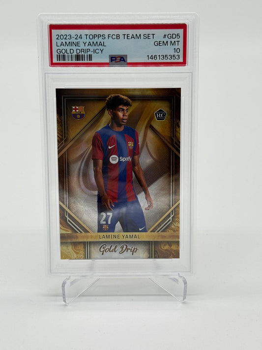 2023-24 Topps FCB Teams Set Lamine Yamal RC Gold Drip-Icy PSA 10 POP 4