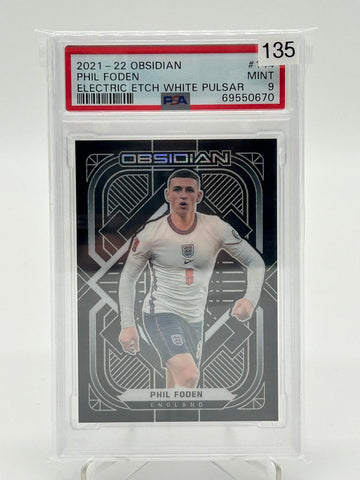 2021-22 Panini Obsidian - Phil Foden Electric Etch White Pulsar /11 PSA 9