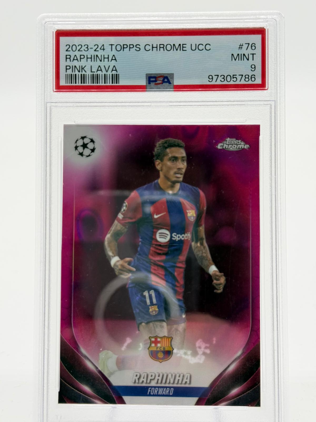 2023-24 Topps Chrome UCC Raphinha PSA 9