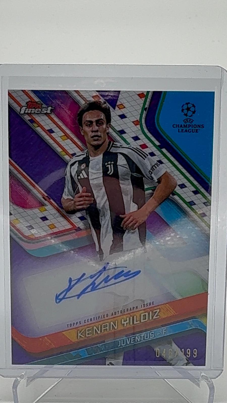 2024-25 Topps Finest UCC Kenan Yildiz Purple Shimmer Auto 046/199