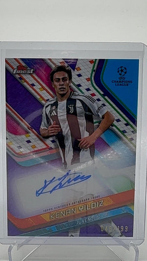 2024-25 Topps Finest UCC Kenan Yildiz Purple Shimmer Auto 046/199