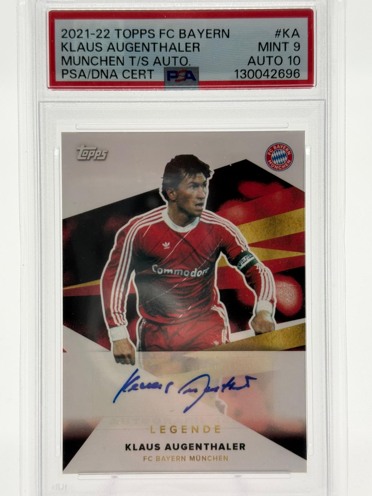 2021-22 Topps FC Bayern München Team Set Klaus Augenthaler PSA Mint 9 Auto 10