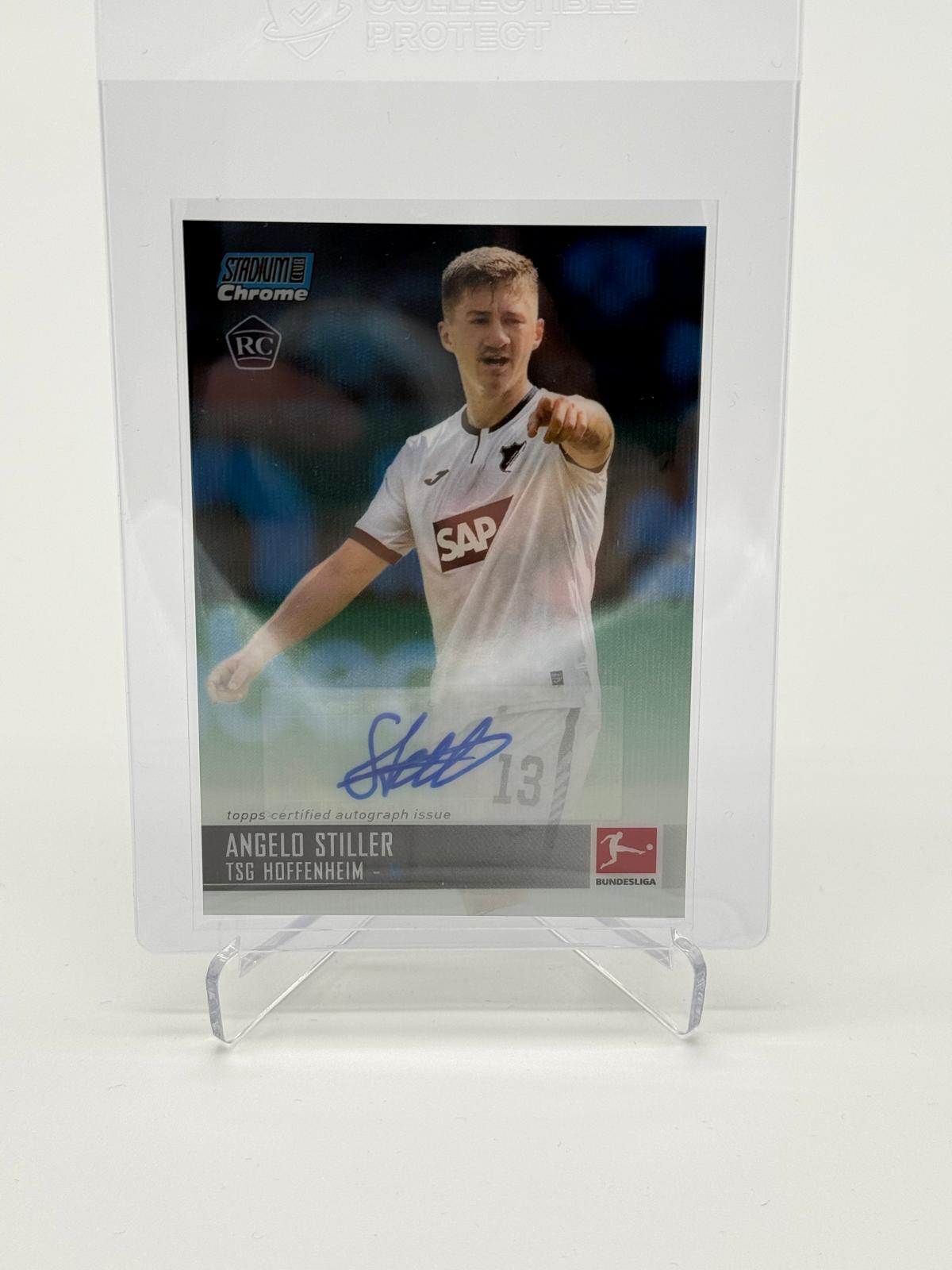 2021-22 Topps Stadium Club Chrome Bundesliga Angelo Stiller Aqua Wave RC Auto 07/79