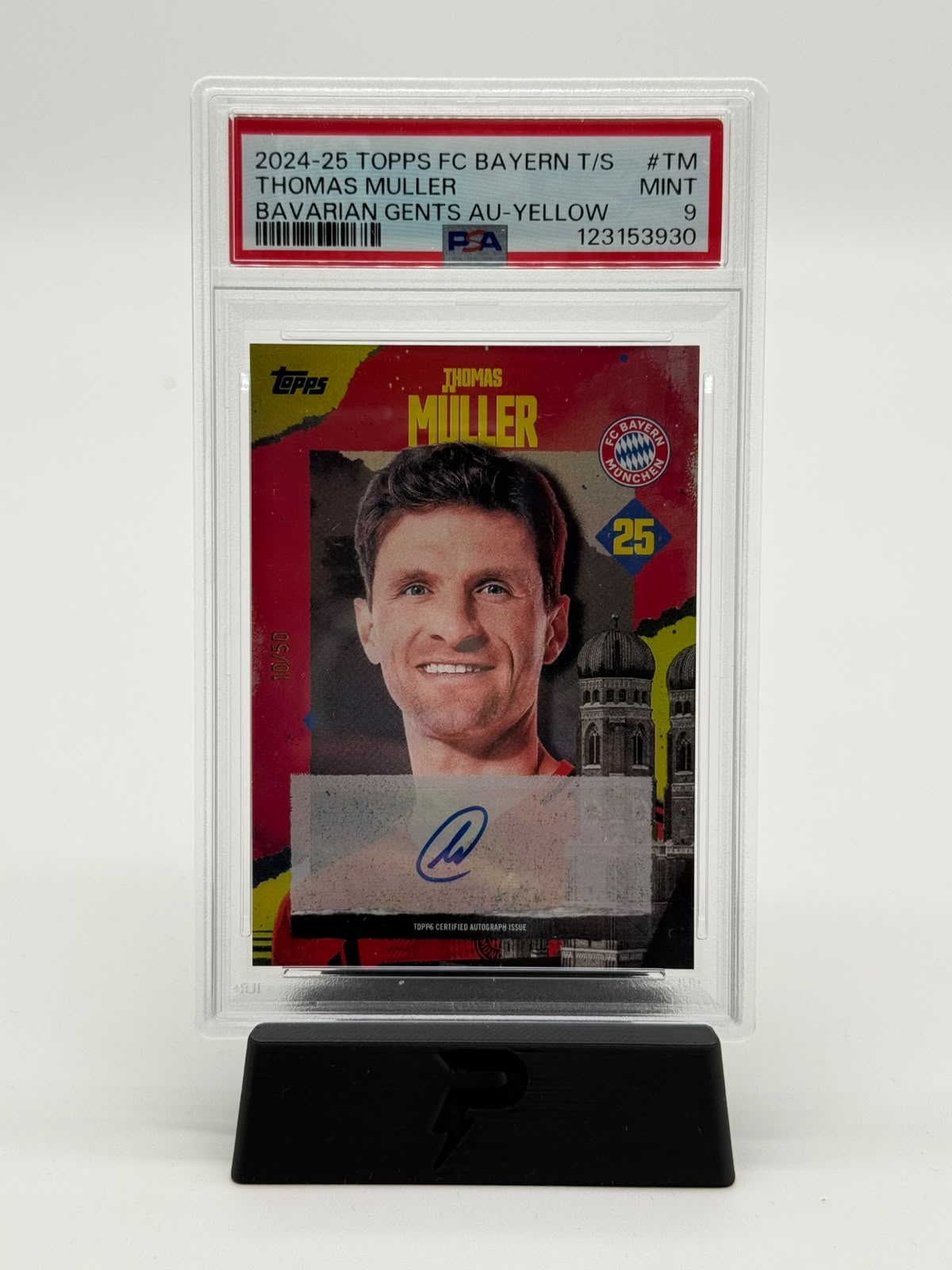 2024-25 Topps FC Bayern Teamset Thomas Müller Auto 10/50 PSA 9 POP 2