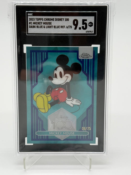 2023 Topps Chrome Disney 100 Mickey Mouse Dark Blue & Light Blue Ref. 6/75 SGC 9.5