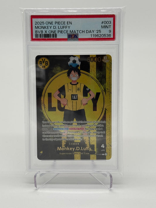 2025 One Piece EN Monkey D. Luffy BVB X One Piece Match Day PSA 9