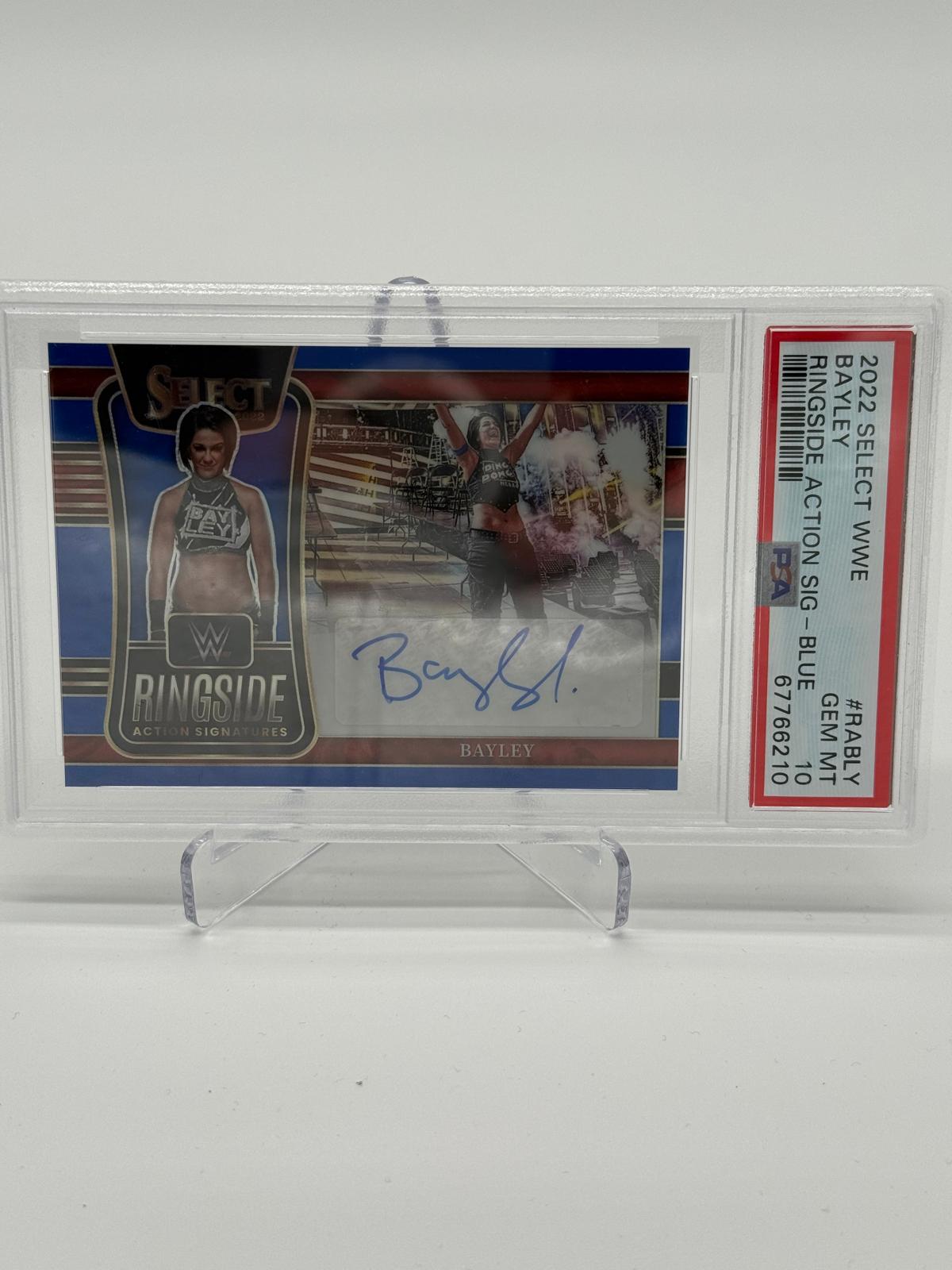 2022 Panini Select WWE Bayley Ringside Action Signature Blue 11/49 PSA 10