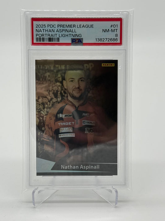 2025 Panini PDC PL Nathan Aspinall Portrait Lightning PSA 8 POP 1