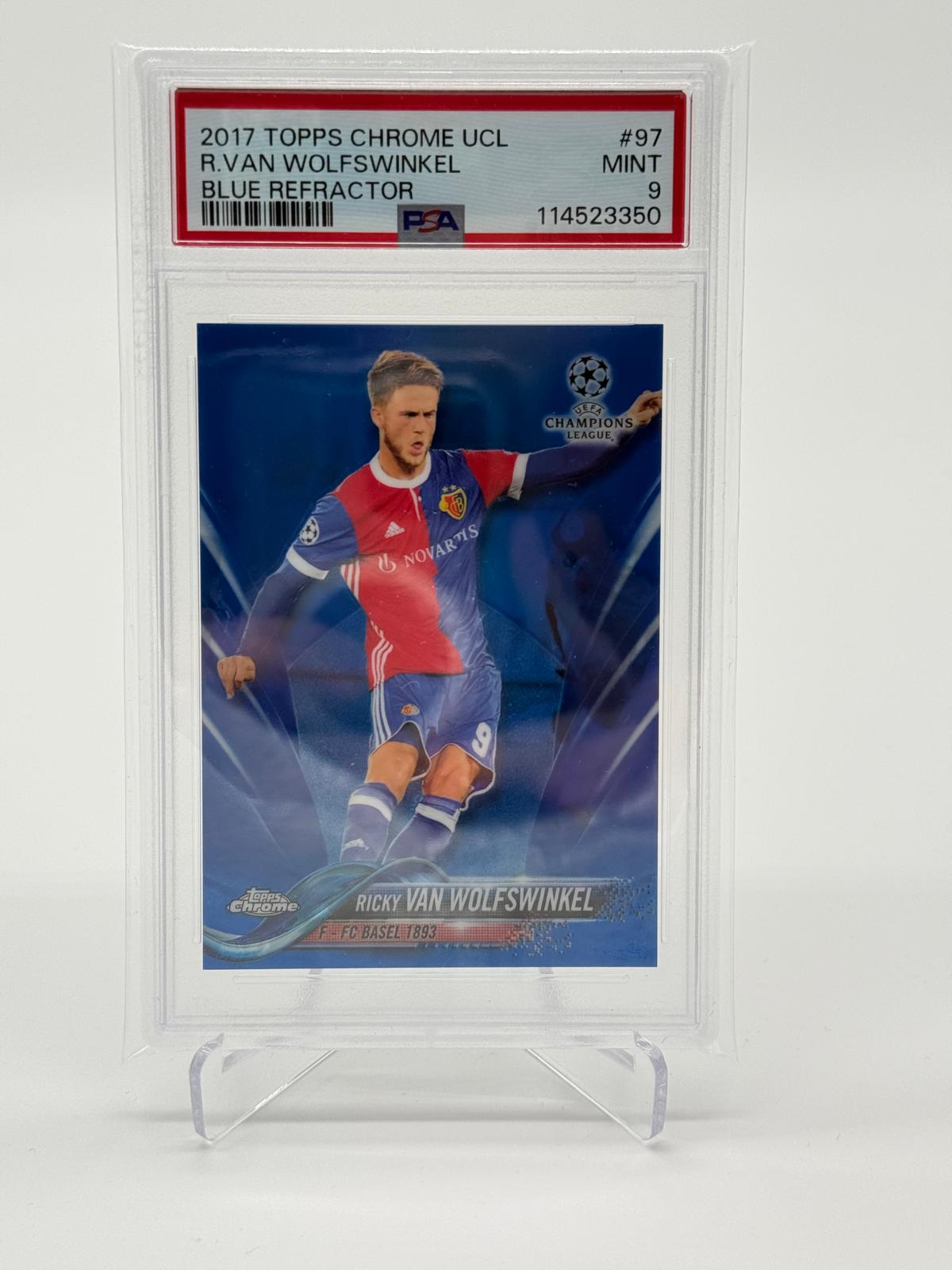 2017 Topps Chrome UCL Ricky Van Wolfswinkel /150 Blue Refractor PSA 9