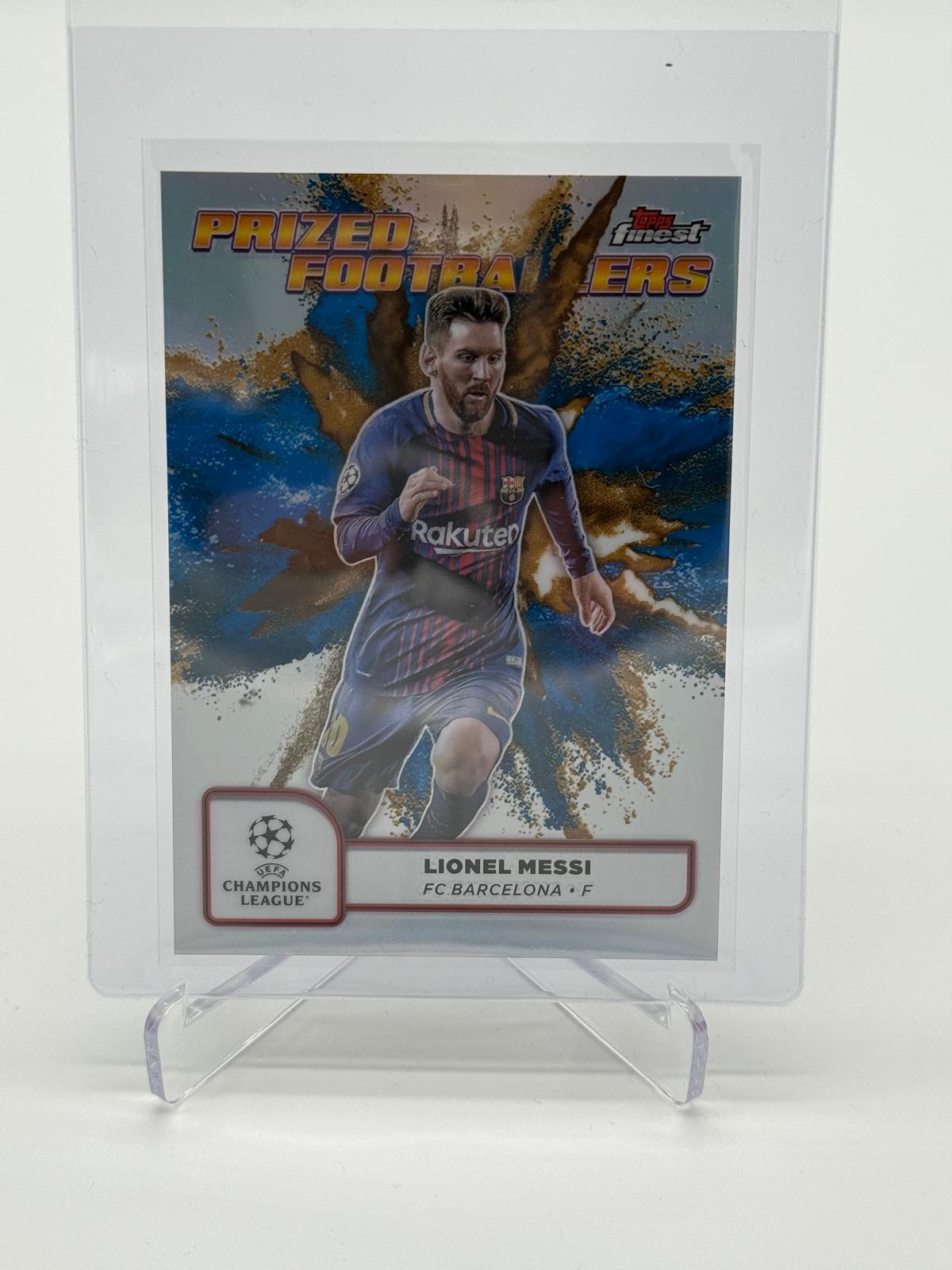 2024-25 Topps Finest Lionel Messi Prized Footballer Blue Gold Fusion