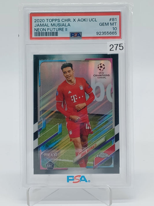 2020 Topps UCL Chrome x Aoki Jamal Musiala Neon Futue II /99 PSA 10 #81