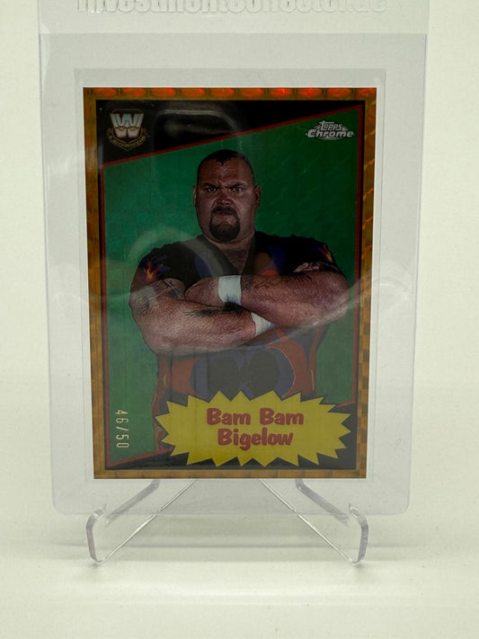 2025 Topps Chrome WWE Bam Bam Bigelow Gold Geometric /50