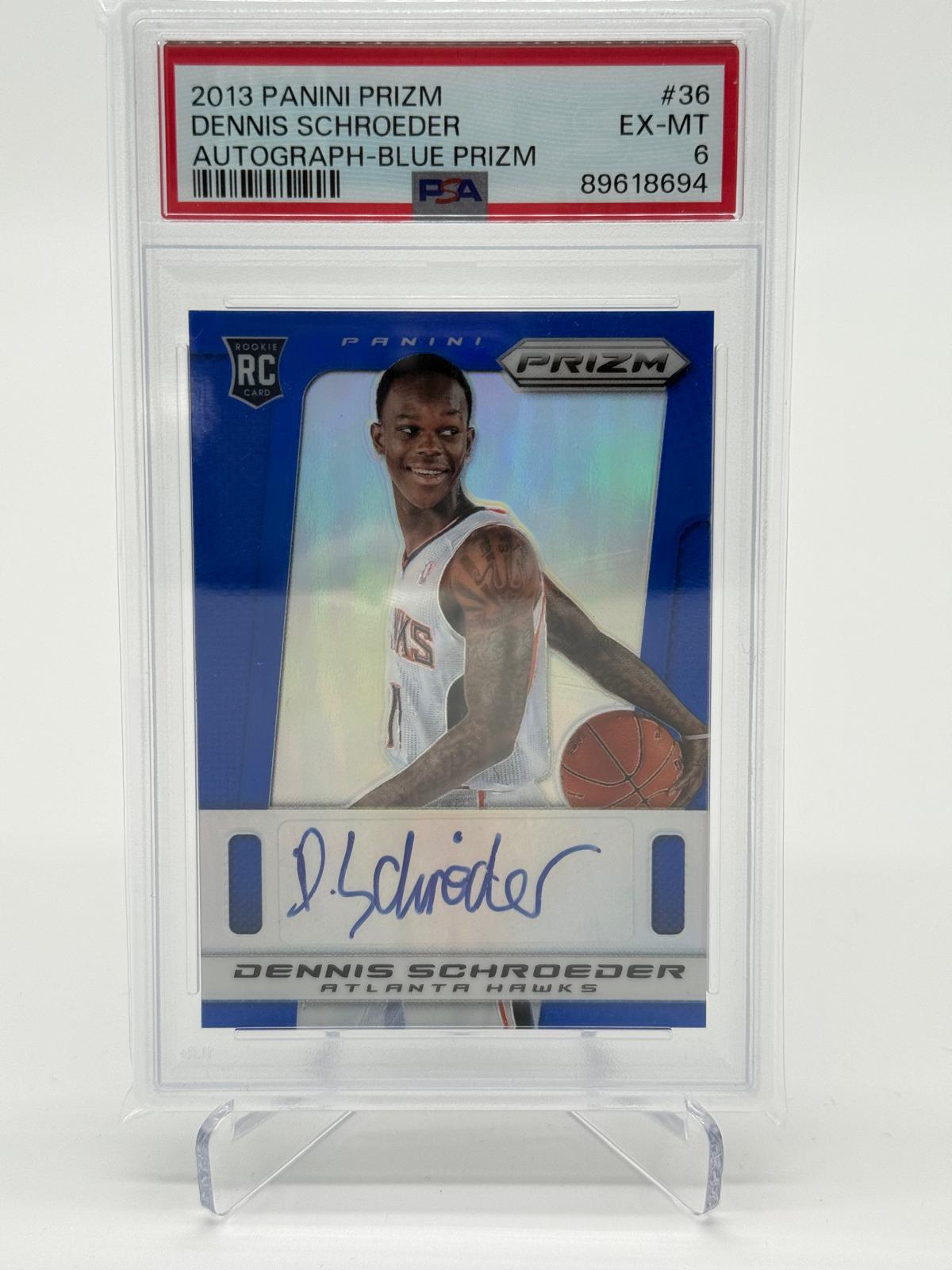 2013 Panini Prizm Dennis Schröder RC Auto /99 Blue Prizm PSA 6