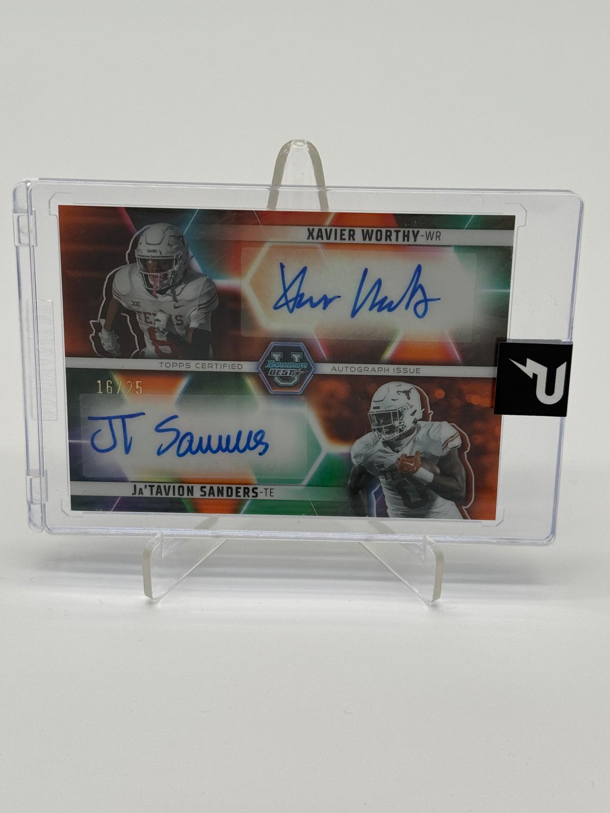 2023 Bowman Best University Ja Tavion Sanders / Xavier Worthy Dual Auto 16/25