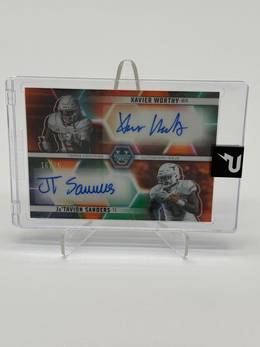 2023 Bowman Best University Ja Tavion Sanders / Xavier Worthy Dual Auto 16/25