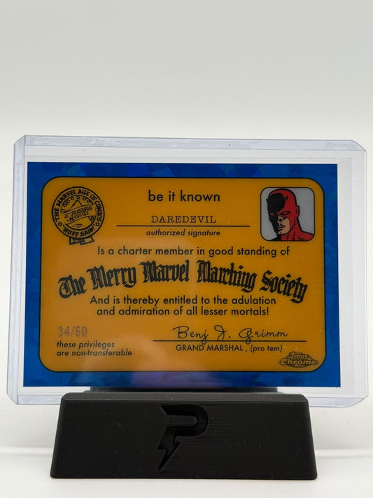 2025 Topps Marvel Sapphire Daredevil "The Merry Marvel Pledge" 34/60