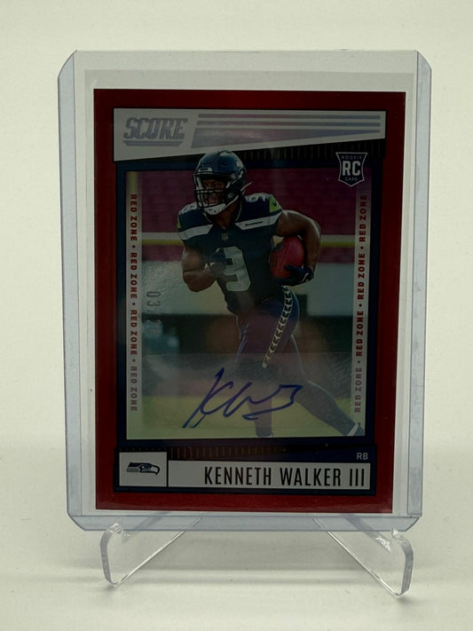 2022 Panini Score Football Kenneth Walker RC Auto 03/20