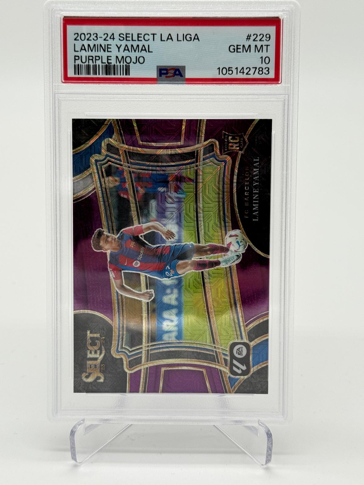 2023-24 Panini Select La Liga Lamine Yamal Purple Mojo PSA 10