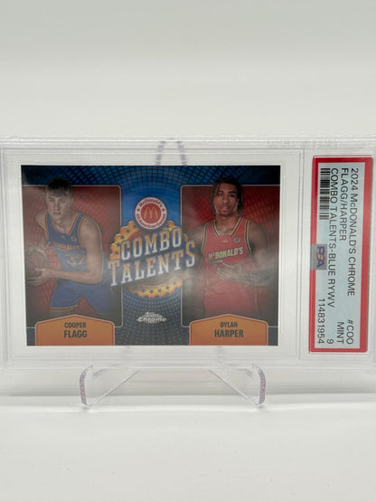 2024 Topps Mc Donalds Chrome Flagg/Harper Combo Talents Blue Raywave PSA 9