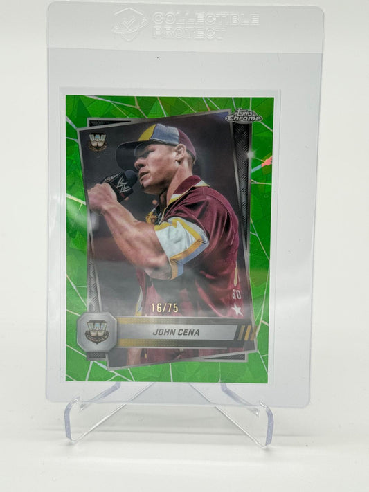 2025 Topps Chrome Sapphire WWEJohn Cena Green Refractor 16/75