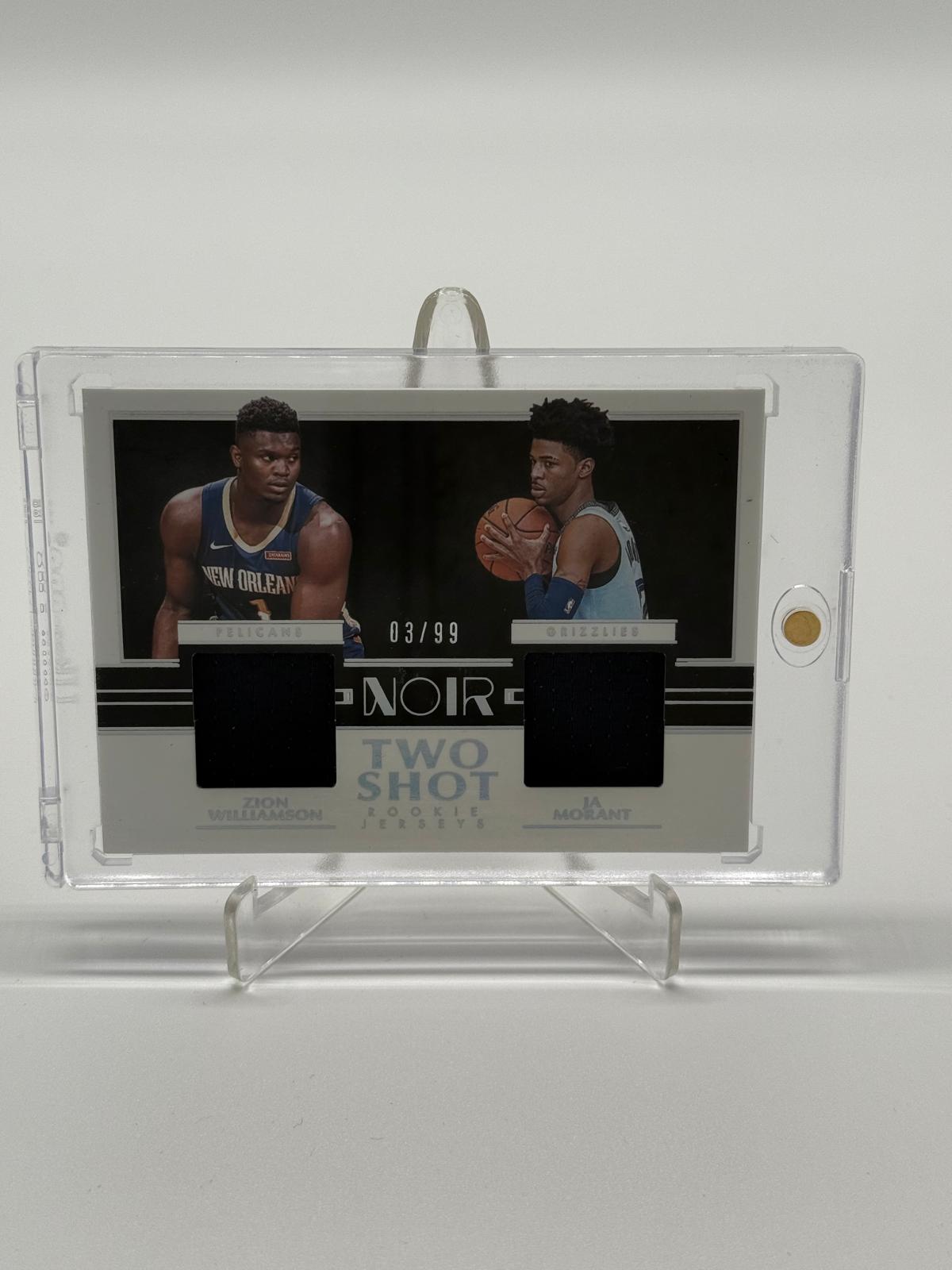 2019-20 Panini Noir Twoshot Zion Williamson / Ja Morrant Player Worn Jerseys 03/99