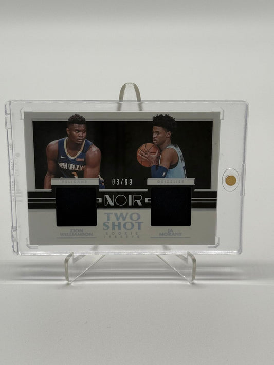 2019-20 Panini Noir Twoshot Zion Williamson / Ja Morrant Player Worn Jerseys 03/99