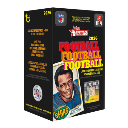 2026 Topps Heritage Football Hobby Box – NFL Trading Cards mit 20 Packs und Autogramm oder Relic Karte