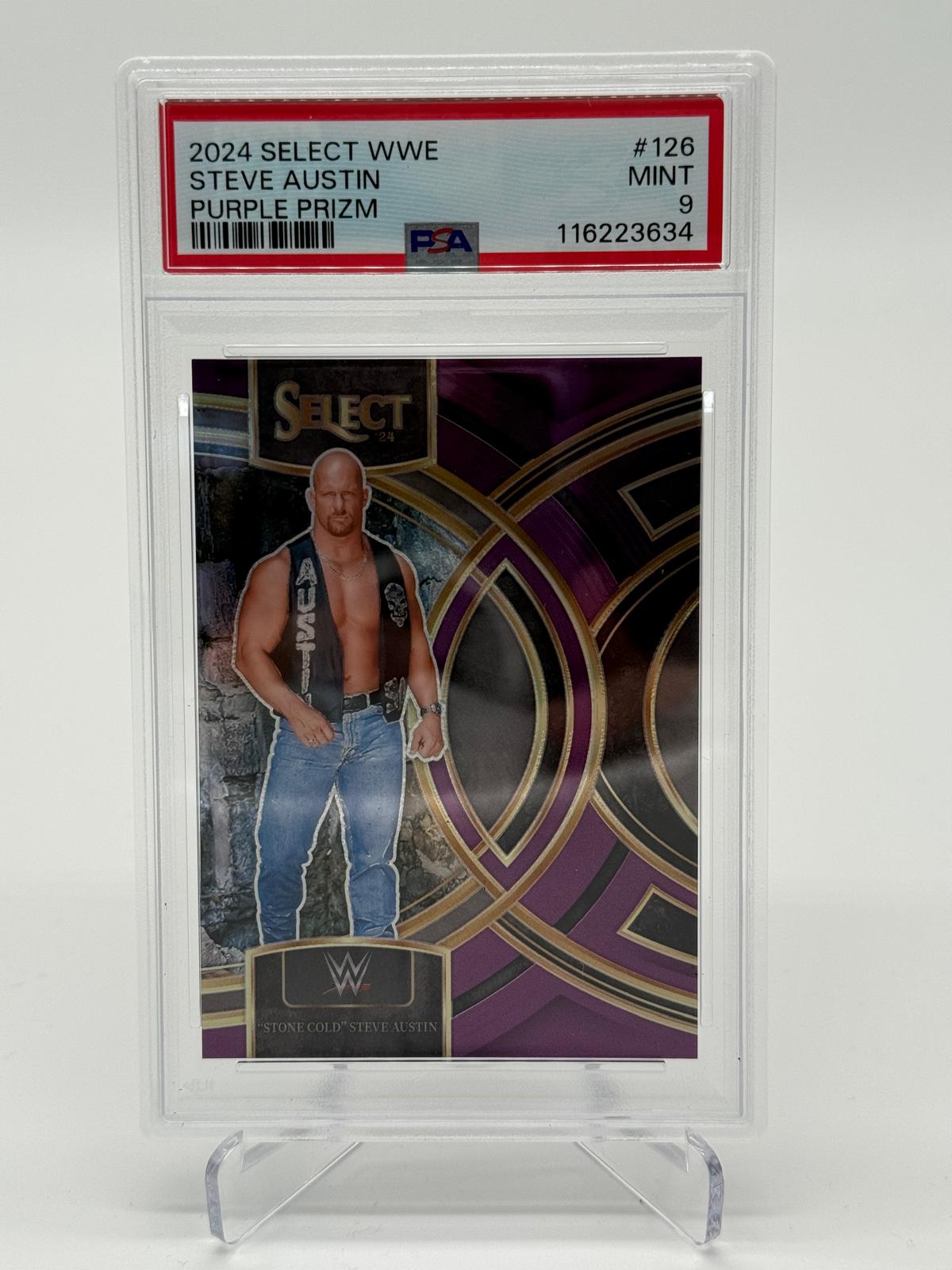 2024 Panini Select Steve Austin Purple Prizm 82/99 PSA 9