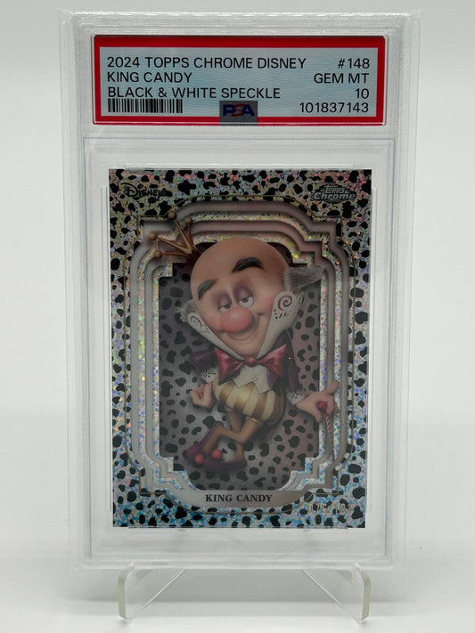 2024 Topps Chrome Disney King Candy Black & White Speckle /101 PSA 10