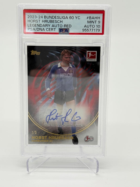 2023-24 Topps 60 Jahre BL Horst Hrubesch Auto /5 PSA 9 Auto 10