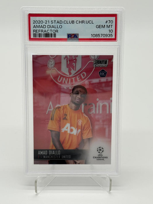 2020-21 Topps Stadium Club Chrome Amad Diallo RC Refractor PSA 10