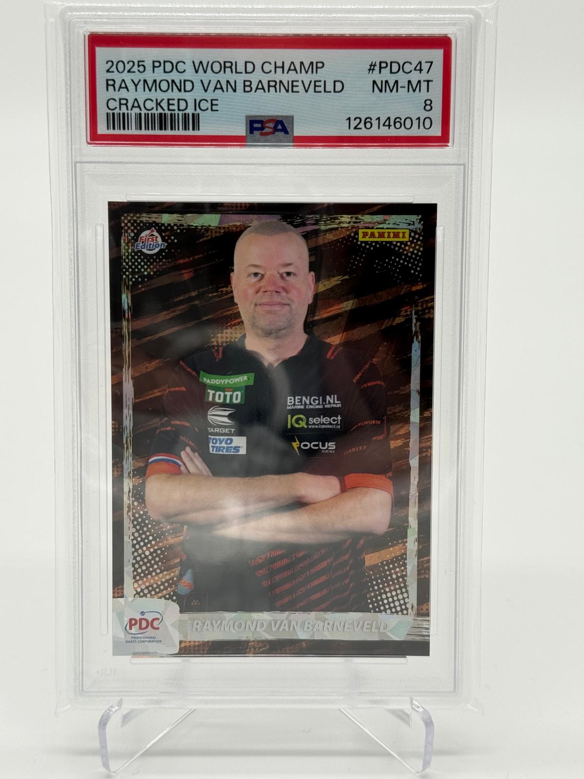 2025 Panini PDC Raymond Van Barneveld Cracked Ice PSA 8