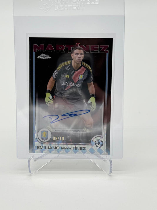 2024-25 Topps Chrome UCC Emiliano Martinez Black Geometric Auto 09/10
