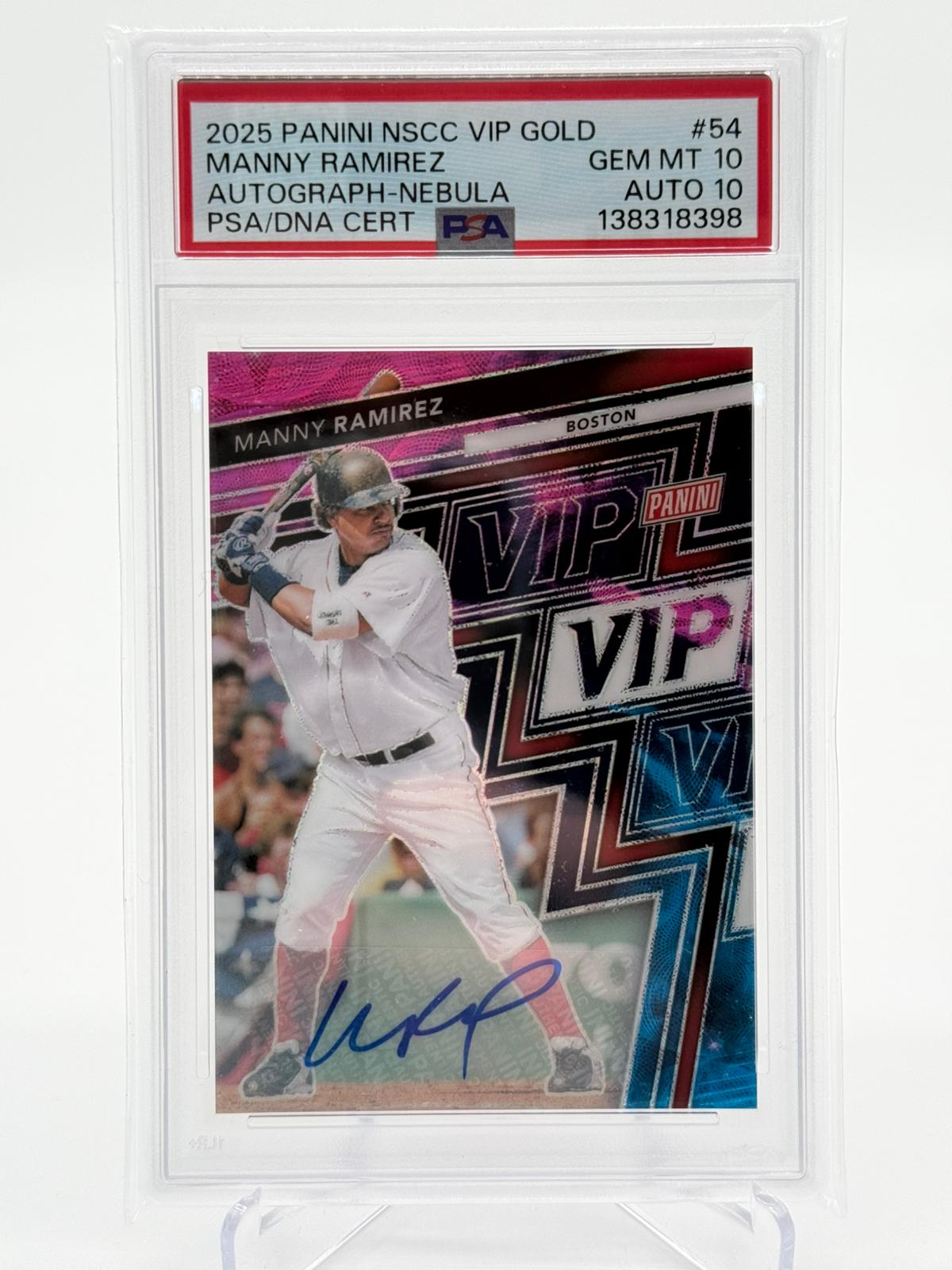 2025 Panini NSCC VIP GOLD Manny Ramirez Autograph Nebula 1/2 PSA 10/10