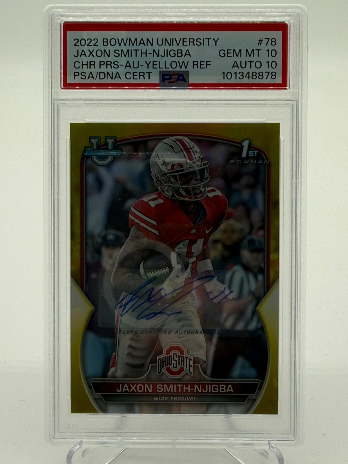 2022 Topps Bowman University Jaxon Smith-Njigba 40/75 PSA 10