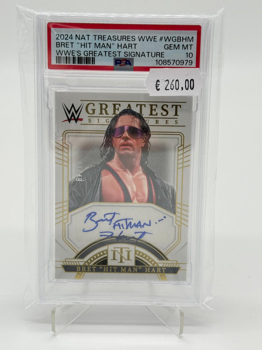 2024 Panini National Treasures Bret Hit Man Hart Auto /49 PSA 10