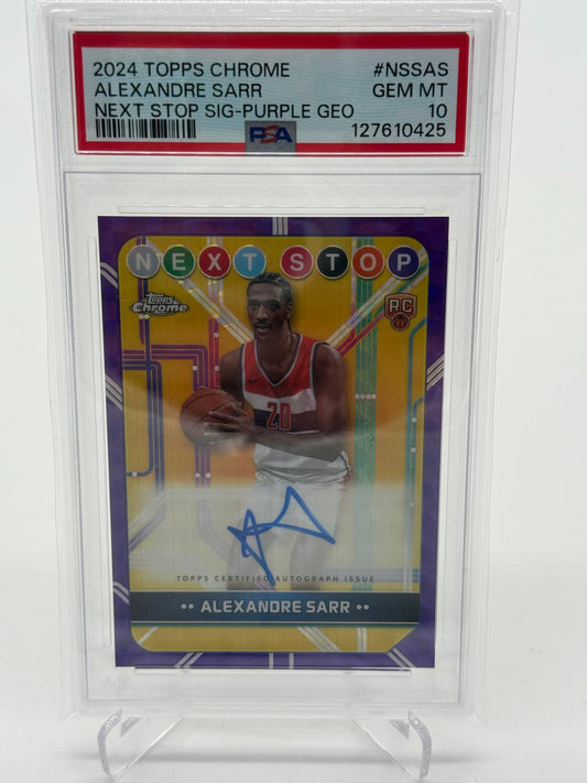 2024 Topps Chrome Alexandre Sarr RC Auto Purple Geometric PSA 10