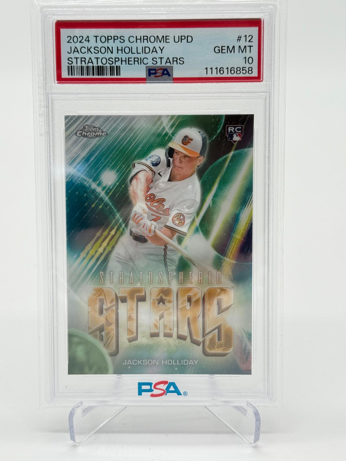 2024 Topps Chrome Update Jackson Holiday Stratospheric Stars Rookie PSA 10